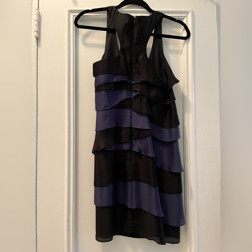 Blue and black silk mini dress by Shoshanna. EUC size 0 - Picture 2 of 3